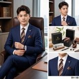 Sét Bộ Cavat & Khăn Cài Túi TITISHOP - 099