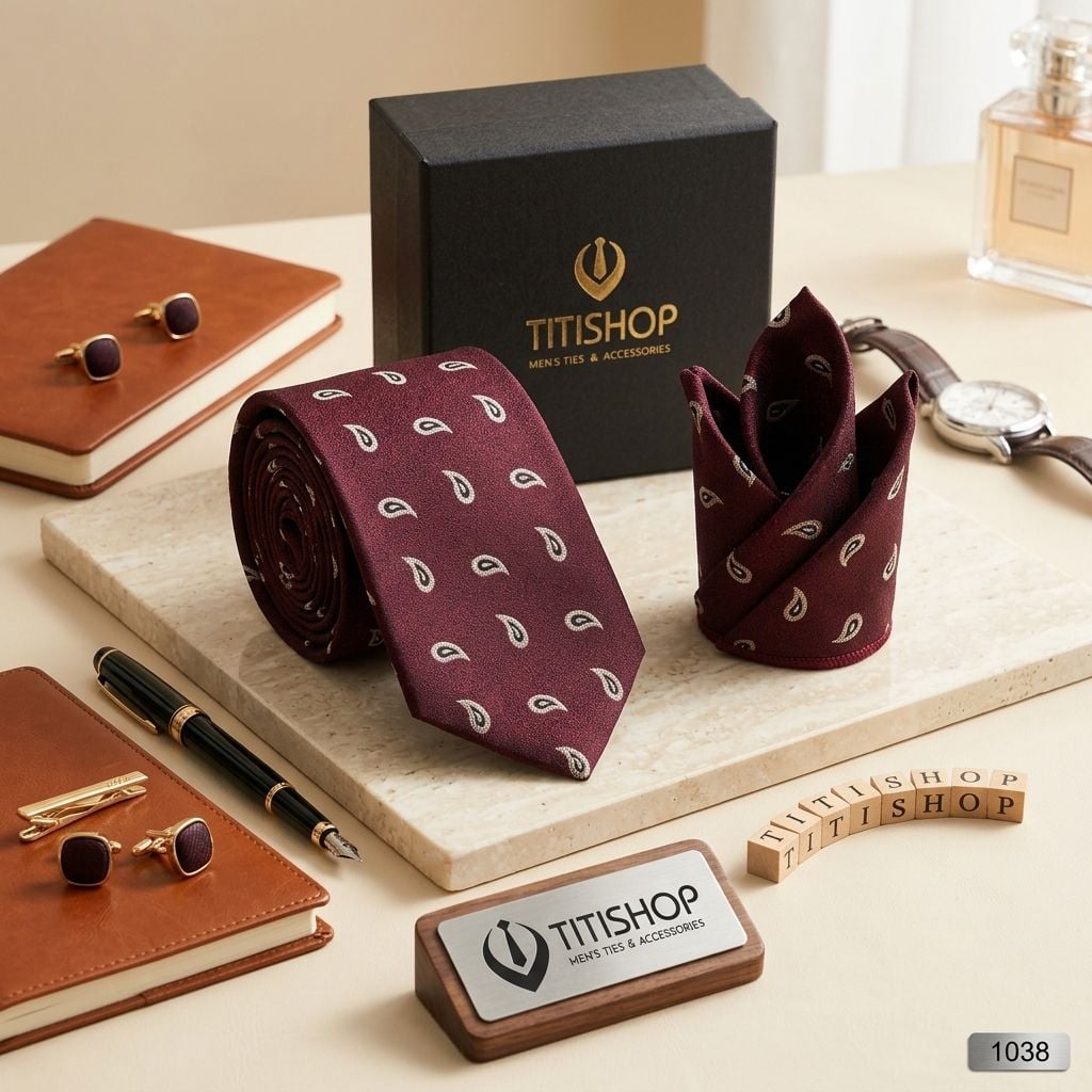 Sét Bộ Cavat & Khăn Cài TITISHOP - 034