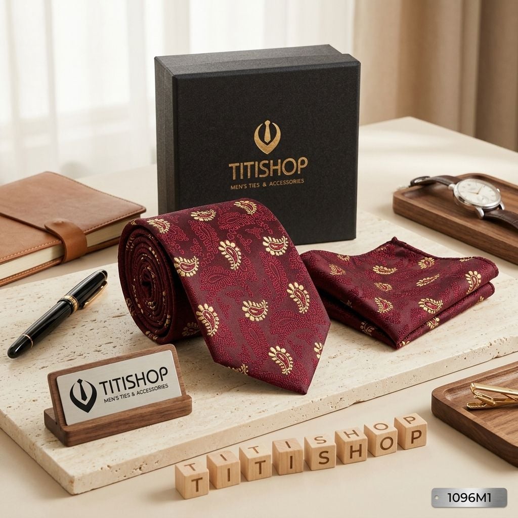 Sét Bộ Cavat & Khăn Cài TITISHOP - 035