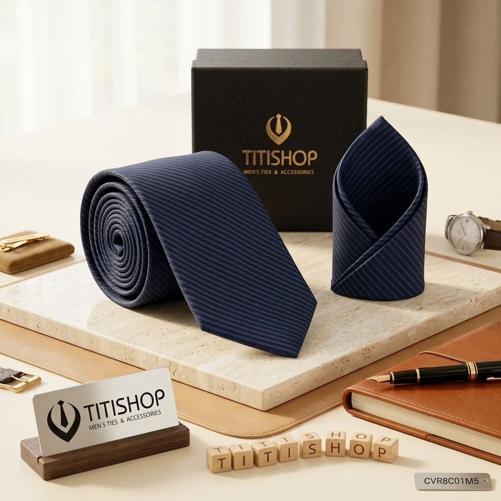 Sét Bộ Cavat & Khăn Cài TITISHOP - 036