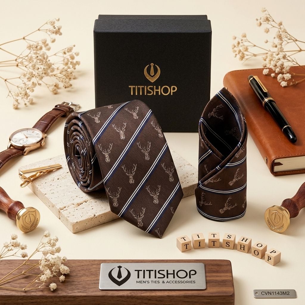 Sét Bộ Cavat & Khăn Cài TITISHOP - 041