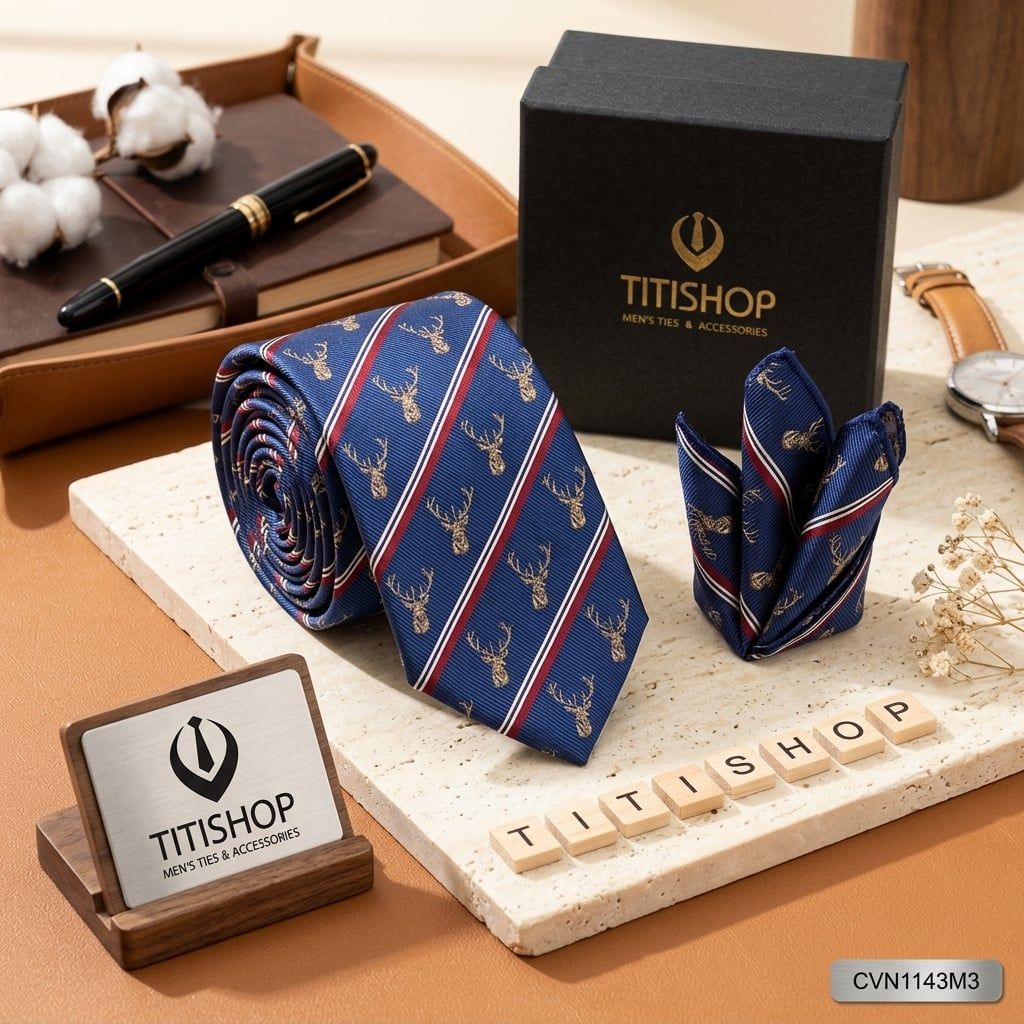 Sét Bộ Cavat & Khăn Cài TITISHOP - 049