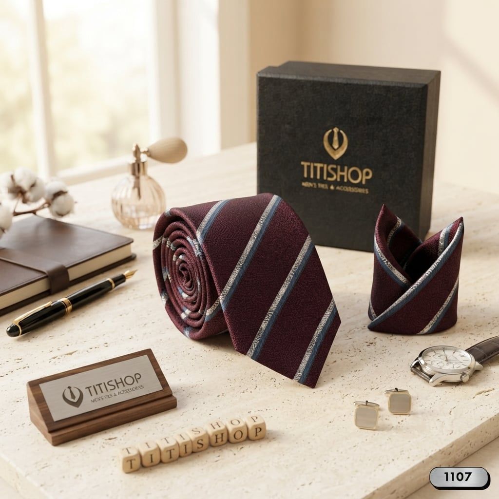 Sét Bộ Cavat & Khăn Cài TITISHOP - 044