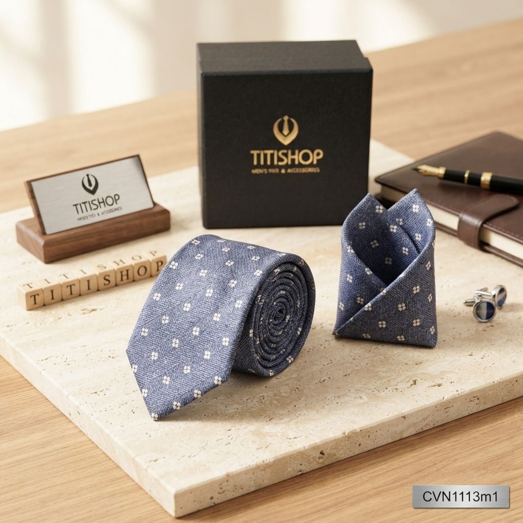 Sét Bộ Cavat & Khăn Cài TITISHOP - 047