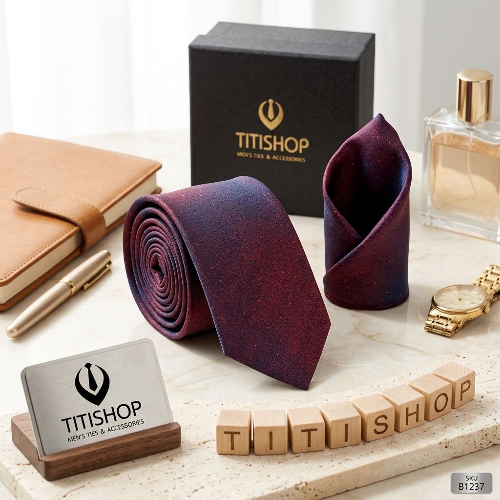 Sét Bộ Cavat & Khăn Cài TITISHOP - 055