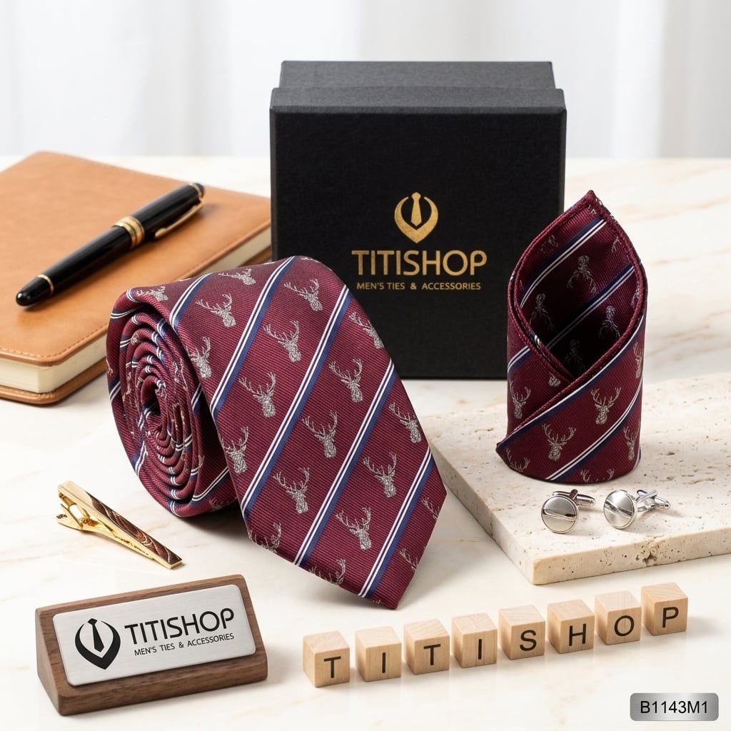 Sét Bộ Cavat & Khăn Cài TITISHOP - 053