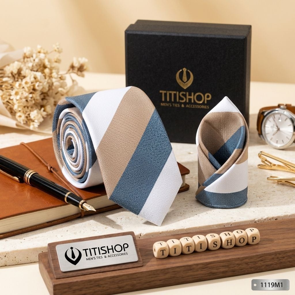 Sét Bộ Cavat & Khăn Cài TITISHOP - 060
