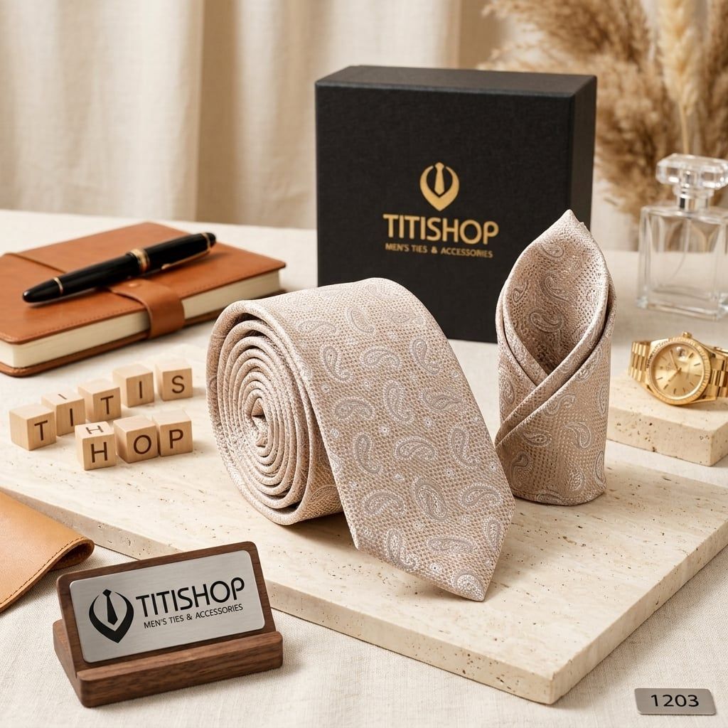 Sét Bộ Cavat & Khăn Cài TITISHOP - 057