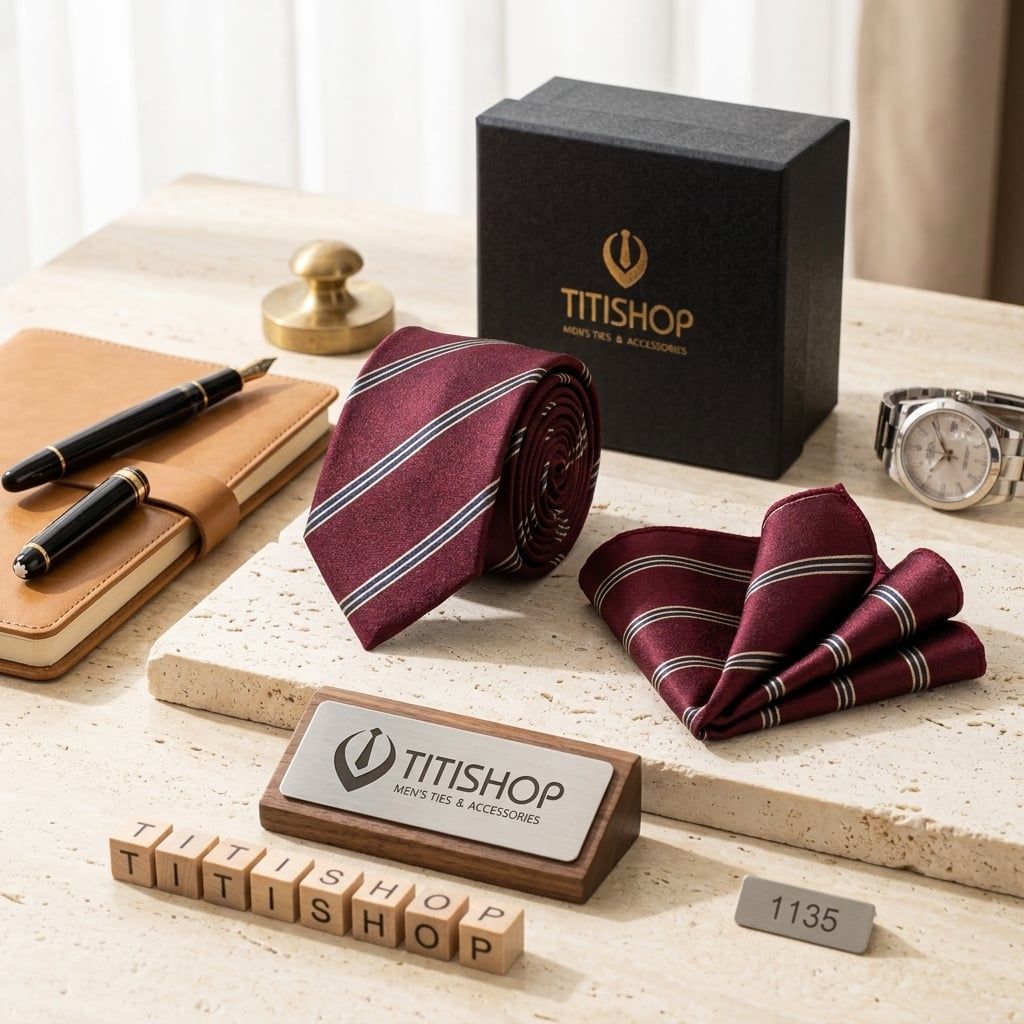 Sét Bộ Cavat & Khăn Cài TITISHOP - 069