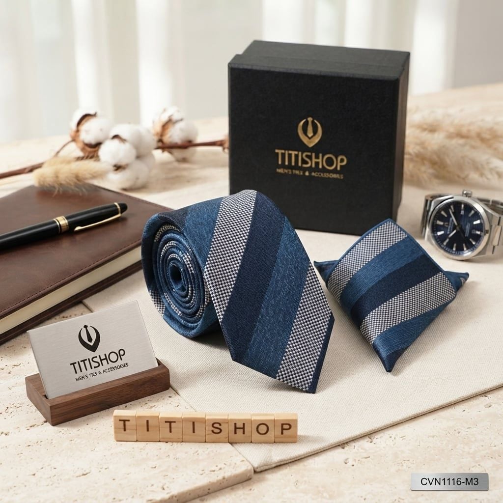 Sét Bộ Cavat & Khăn Cài TITISHOP - 072