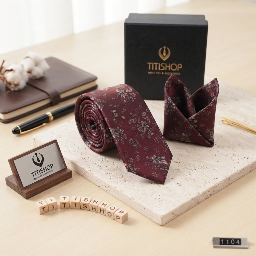 Sét Bộ Cavat & Khăn Cài TITISHOP - 073