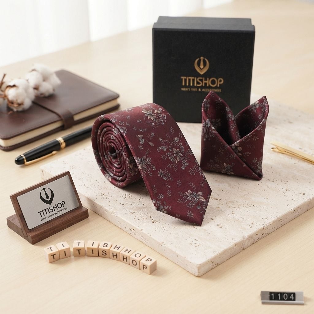 Sét Bộ Cavat & Khăn Cài TITISHOP - 067