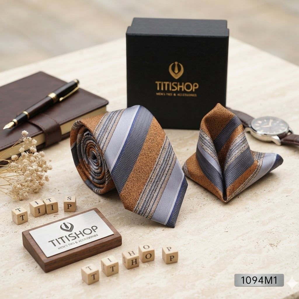 Sét Bộ Cavat & Khăn Cài TITISHOP - 069