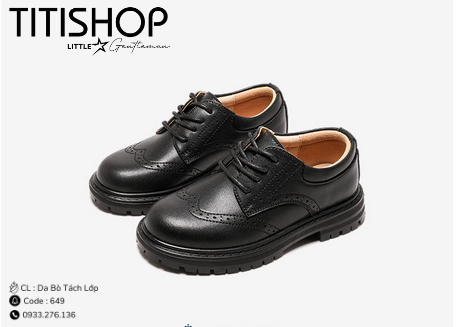 Giày Bé Trai Da Bò Nguyên Tấm (26-40)