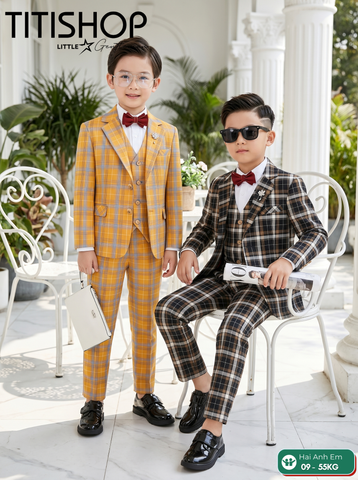 BỘ VEST BÉ TRAI, VEST ANH EM TITISHOP LUXURY ( KT ) 09-55kg