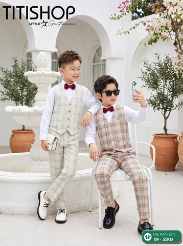 BỘ VEST BÉ TRAI, VEST ANH EM TITISHOP LUXURY ( KT ) 09-55kg