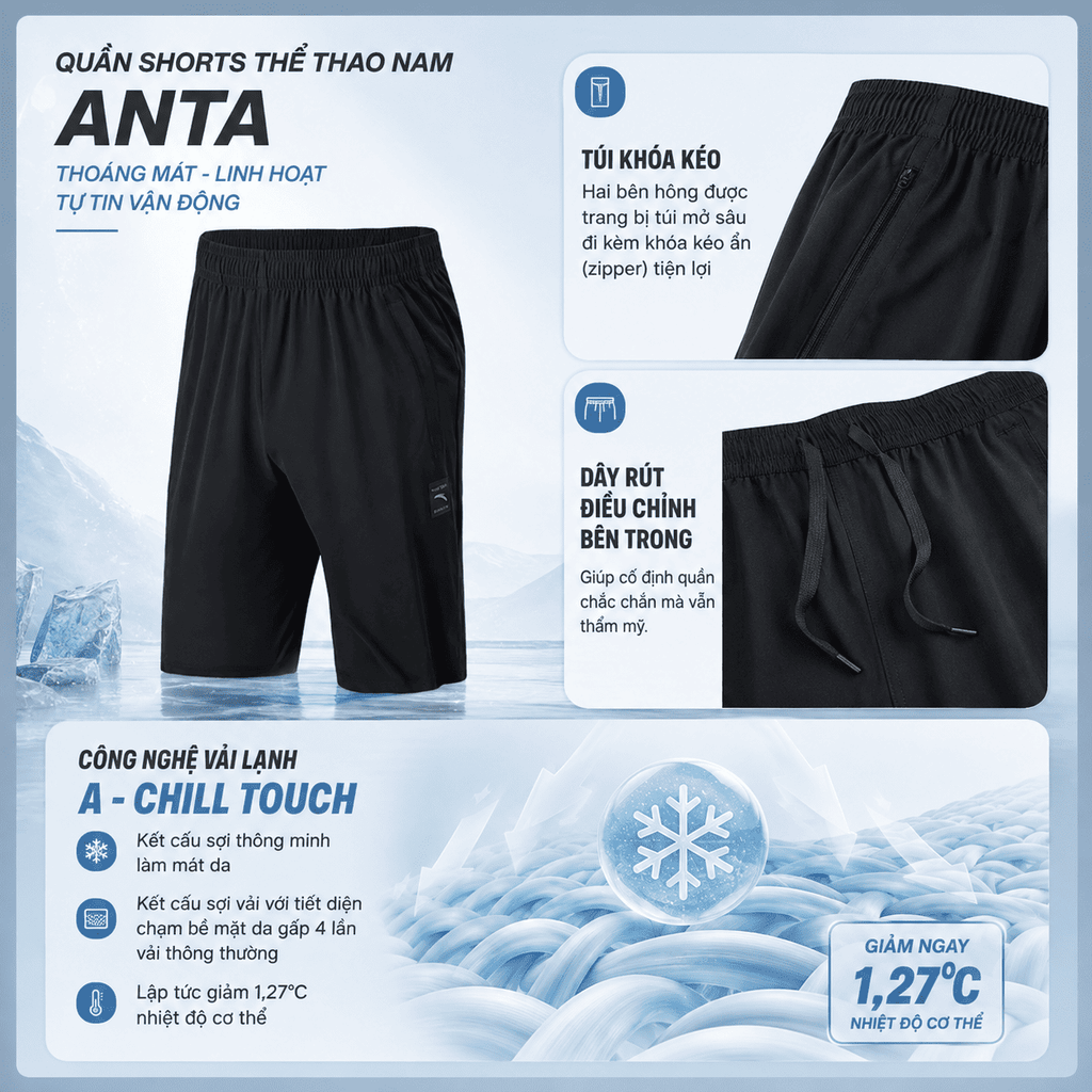 Quần Short Thể Thao Nam Cross-Tranning ANTA 1524E7322-1