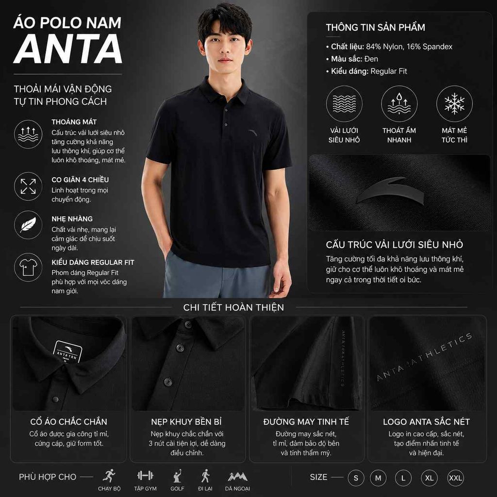 Áo Polo Thể Thao Nam ANTA 1526B7127-5