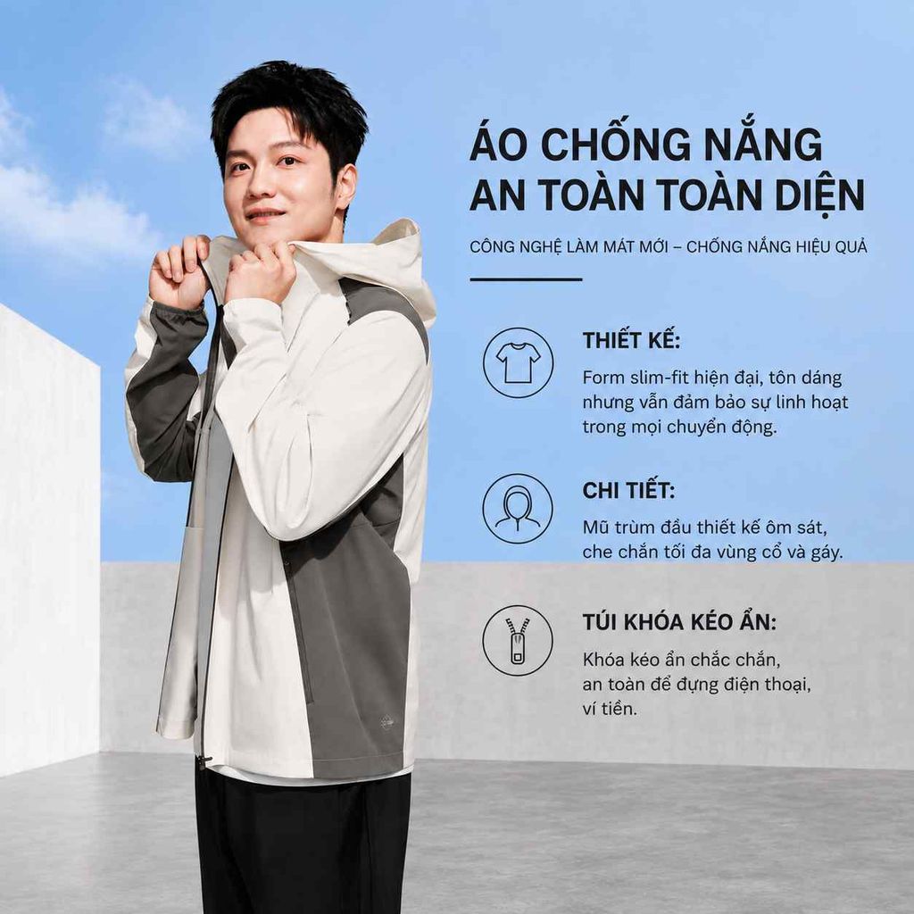 Áo Khoác Chống Nắng Nam UPF 100+ ANTA 1526B7607-1