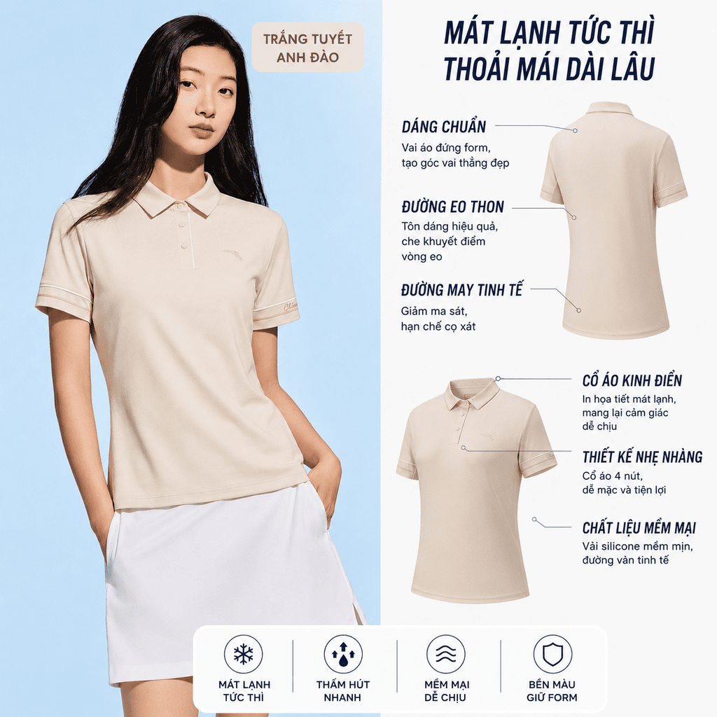 Áo Polo Thể Thao Nữ Gold Medal ANTA 1626B7103-2