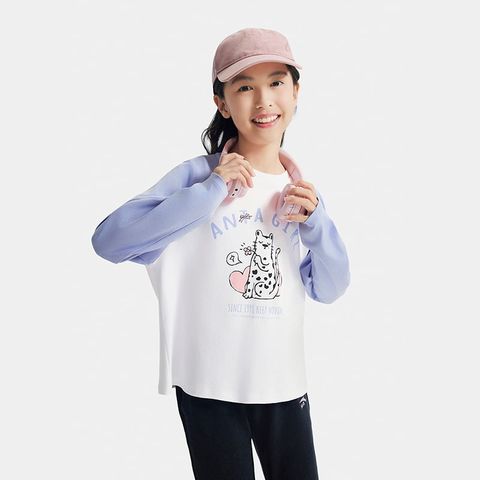 Áo Phông Dài Tay Thời Trang Bé Gái Anta Kids 3625C8401-2