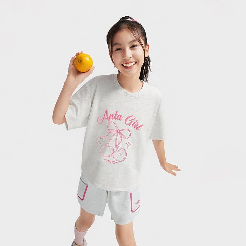 Bộ Quần Áo Thể Thao Bé Gái Anta Kids Heather Grey 3625C8107-4