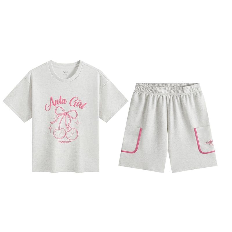 Bộ Quần Áo Thể Thao Bé Gái Anta Kids Heather Grey 3625C8107-4