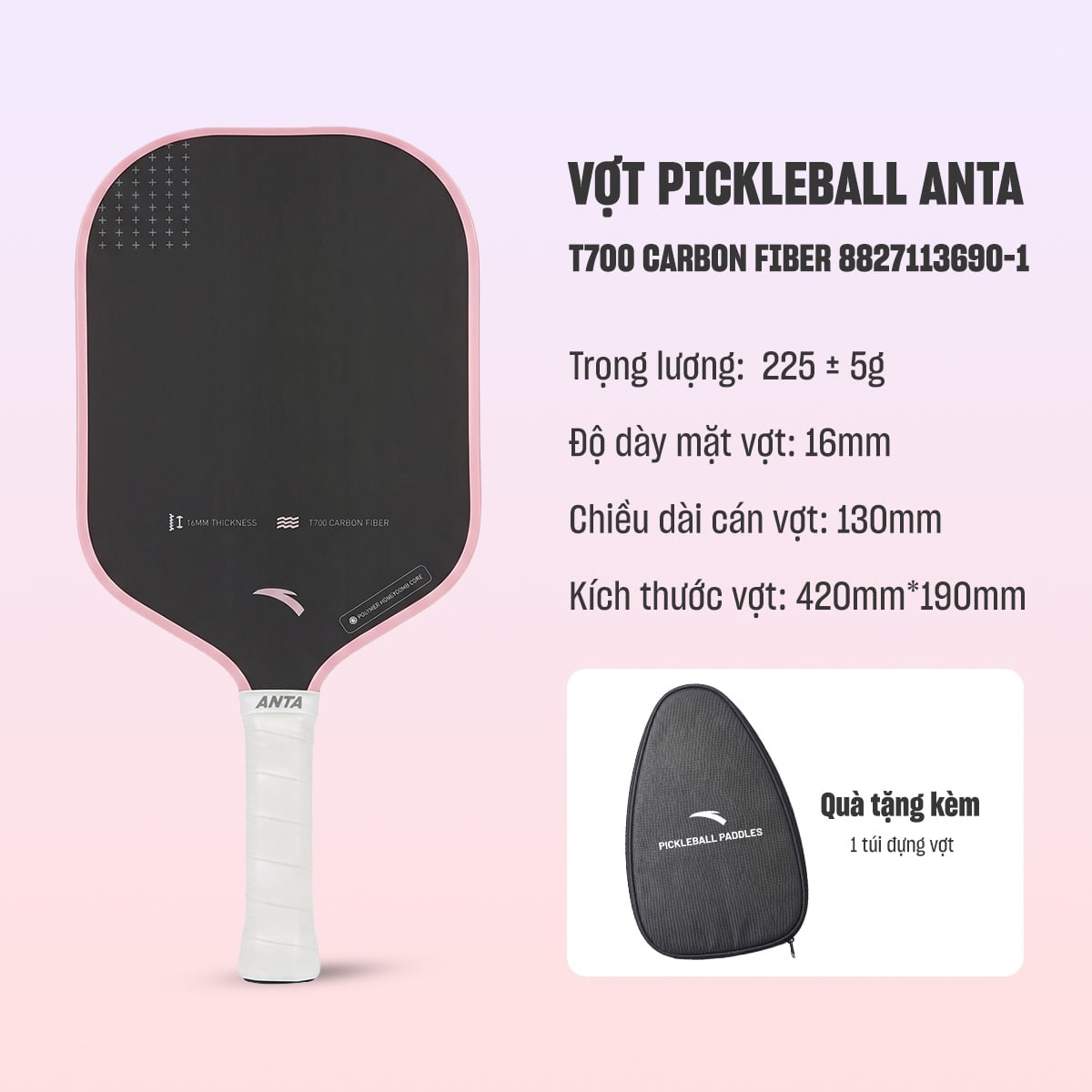 Vợt Pickleball ANTA T700 Carbon 8827113690-1