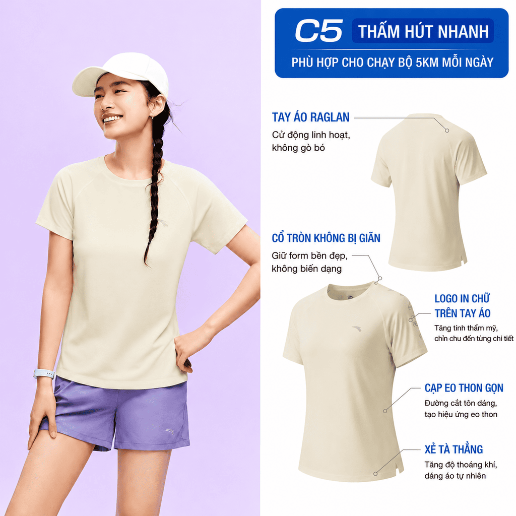 Áo Thun Ngắn Tay Thể Thao Nữ A-COOL I ANTA 9626B7116-1