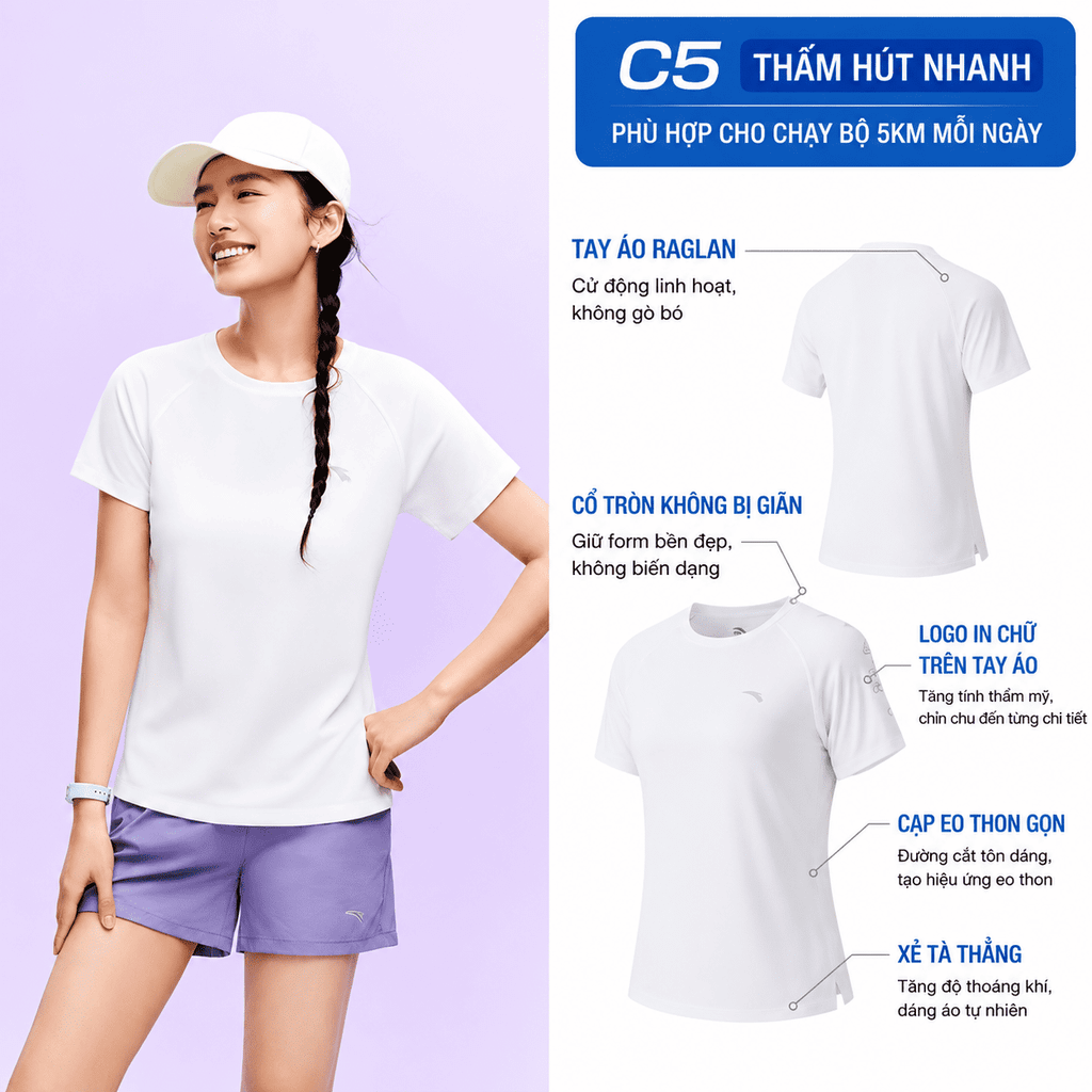 Áo Thun Ngắn Tay Thể Thao Nữ A-COOL I ANTA 9626B7116-4