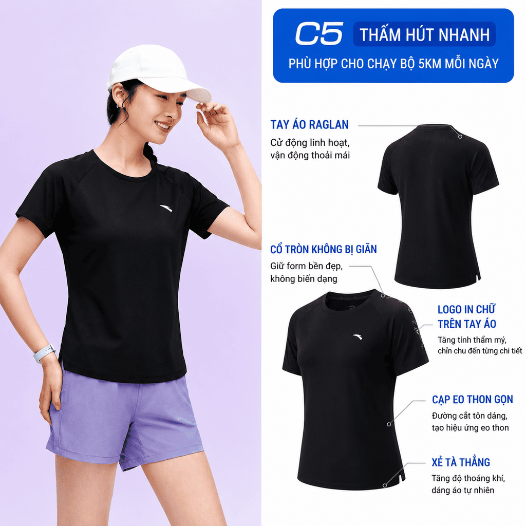 Áo Thun Ngắn Tay Thể Thao Nữ A-COOL I ANTA 9626B7116-5