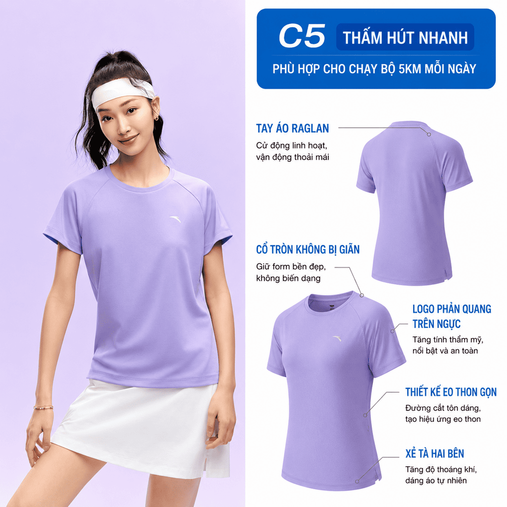 Áo Thun Ngắn Tay Thể Thao Nữ A-COOL I ANTA 9626B7116-3