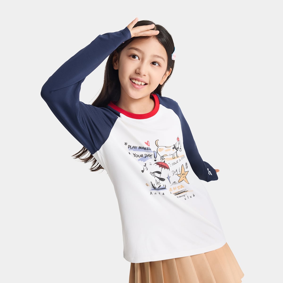 Áo Phông Dài Tay Thời Trang Bé Gái Anta Kids A626C8401-3