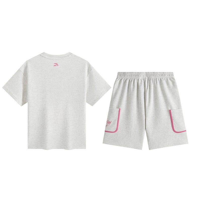 Bộ Quần Áo Thể Thao Bé Gái Anta Kids Heather Grey 3625C8107-4