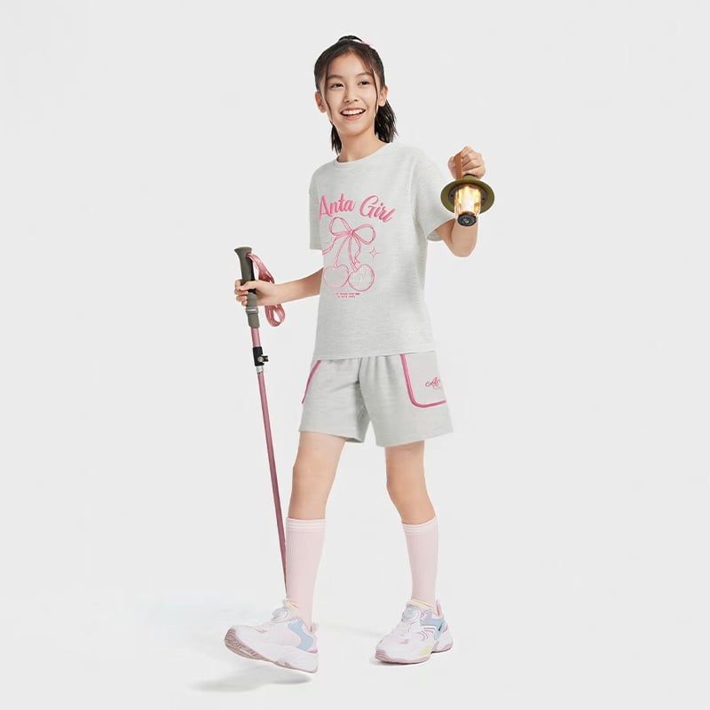 Bộ Quần Áo Thể Thao Bé Gái Anta Kids Heather Grey 3625C8107-4