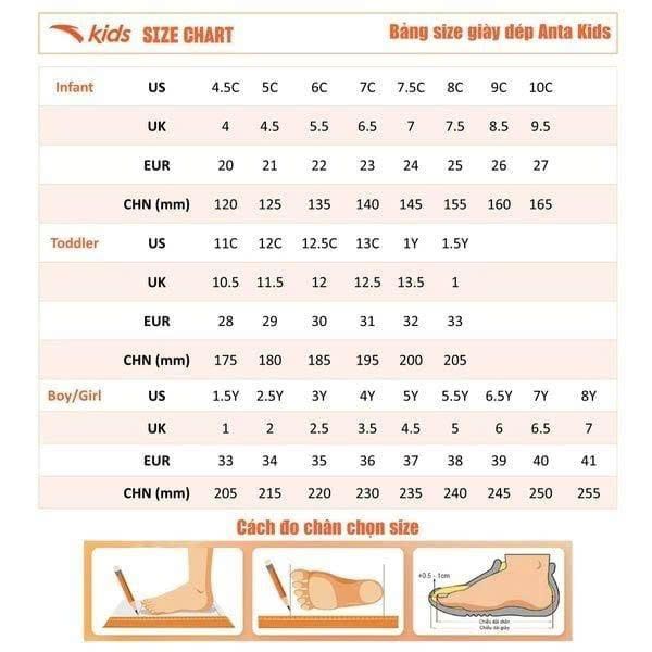 Giày Chạy Thể Thao Bé Gái Size 22-27 Anta Kids 3225D0005-1