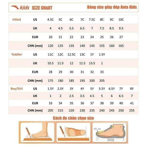 Giày Chạy Thể Thao Bé Gái Size 22-27 Anta Kids 3225D0030-2