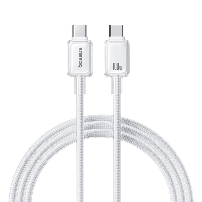 Cáp sạc Baseus Crystal Fast Charging Data Cable USB-C to USB-C 100W 2m Moon White Cáp sạc Baseus Crystal Fast Charging Data Cable USB-C to USB-C 100W 2m Moon White