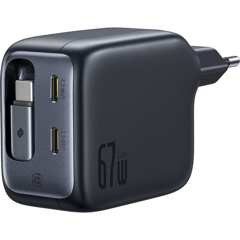 Củ Sạc Nhanh Baseus EnerCore CJ11 67W (2*Type-C port, With 82cm Type-C Built-in Cable, AI-Powered Real-Time Monitoring)