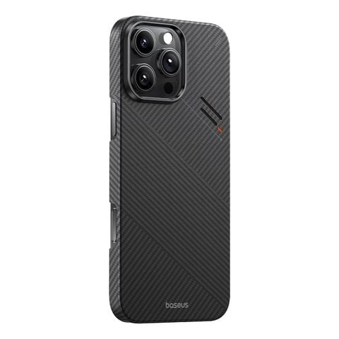 Ốp Lưng Từ Tính Baseus Synthetic Fiber Series For iP 16 Series (0.6mm Ultra Slim, MagSafe Compatibility, Aramid Fiber, Anti-fingerprint, 3D Contoured Edges, Bulletproof-Level Protection, Built-in Temperature Sensing Design)