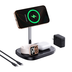 Đế sạc không dây 3in1 Baseus EnerFill FS41 – Qi2 15W, chỉnh 70°, tản nhiệt TEC, kèm adapter 45W & cáp C to C