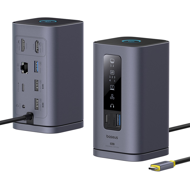 OS-Baseus Spacemate Series 10-in-1 (MAC) Docking Station Space Grey USB-C to 1*HDMI 4K@60Hz+1*HDMI 4K@30Hz+2*USB-A (5Gbps)+1*USB-C (5Gbps)+1*RJ45+2*USB-A (480Mbps)+1*USB-C (PD)+1*3.5mm Audio OS-Baseus Spacemate Series 10-in-1 (MAC) Docking Station Space Grey USB-C to 1*HDMI 4K@60Hz+1*HDMI 4K@30Hz+2*USB-A (5Gbps)+1*USB-C (5Gbps)+1*RJ45+2*USB-A (480Mbps)+1*USB-C (PD)+1*3.5mm Audio