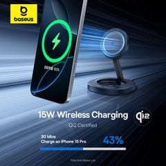 Đế Sạc Đứng Không Dây Gấp Gọn Baseus EnerFill FF11 15W (Qi2 Wireless Charging, Efficient Heat Dissipation, Strong Magnetic Attachment)