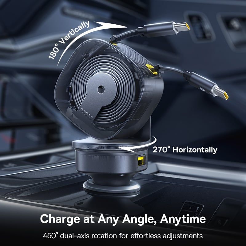 Tẩu Sạc Cho Ô Tô 3C+U Baseus PrimeTrip VR2 Max 60W (With 2*Type-C Retractable Cable)