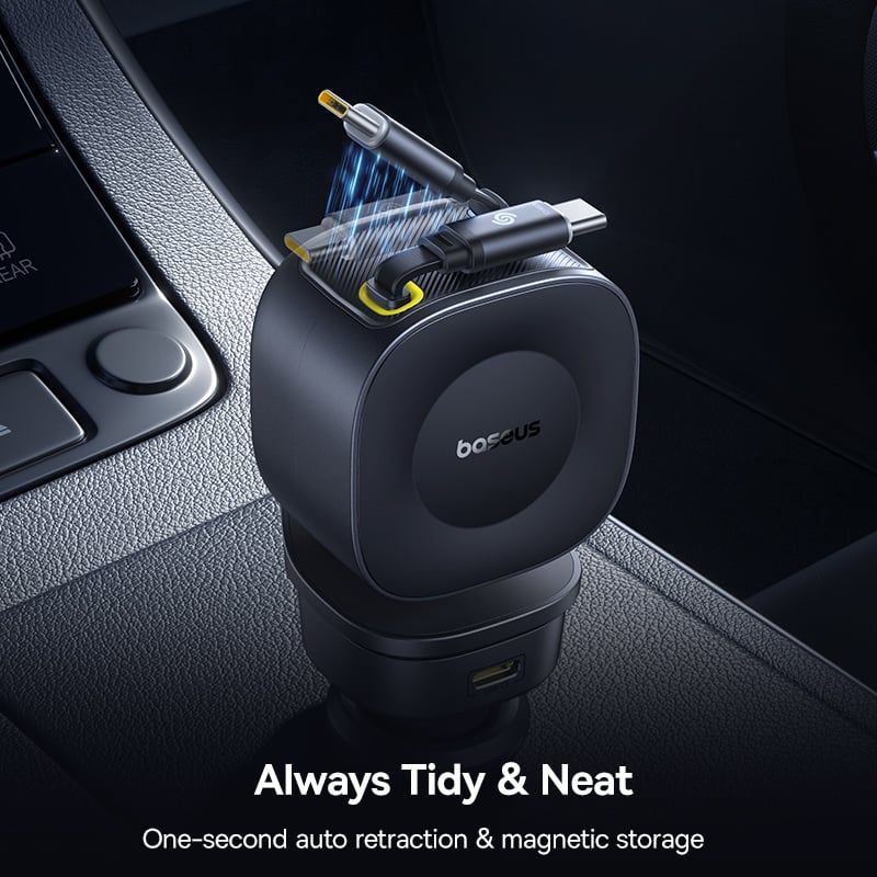 Tẩu Sạc Cho Ô Tô 3C+U Baseus PrimeTrip VR2 Max 60W (With 2*Type-C Retractable Cable)