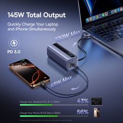 Pin Dự Phòng Baseus EnerGeek GR11 20000mAh 145W (2*Type-C + 1*USB-A Port + Type-C 100W Built-in Cable, 1.2