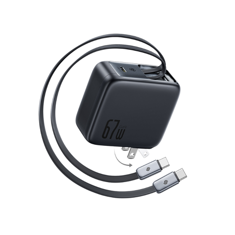 Củ Sạc Nhanh Tích Hợp Cáp Sạc Dây Rút Baseus EnerCore CJ21 67W (with Type-C Dual Retractable 80cm Cables)