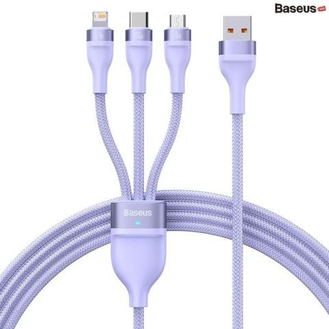 Cáp Sạc 3 Đầu Công Suất Cao Baseus Flash Series Ⅱ One-for-three Fast Charging Data Cable (USB to M+L+C 100W 1.2m)