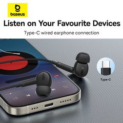 Tai Nghe Có Dây Type-C Baseus Encok CZ18 (1.1m, Noiseless Sensitivity Microphone, 10mm PET dynamic driver)