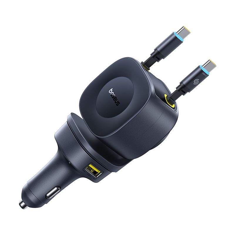 Tẩu Sạc Cho Ô Tô 3C+U Baseus PrimeTrip VR2 Max 60W (With 2*Type-C Retractable Cable)